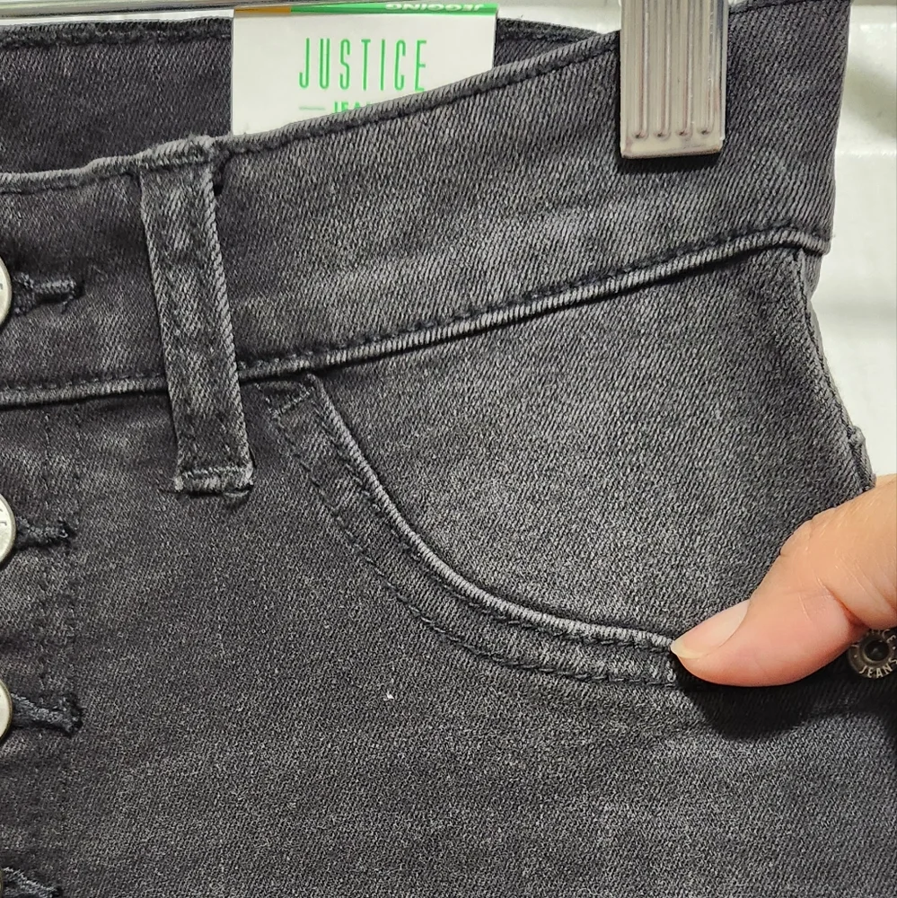 NWT Justice girl's black high rise jeggings size 16